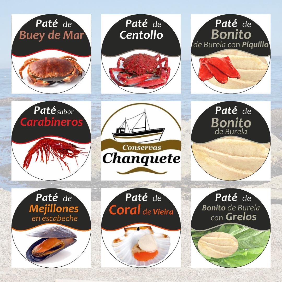 12 patés variados en caja de cartón