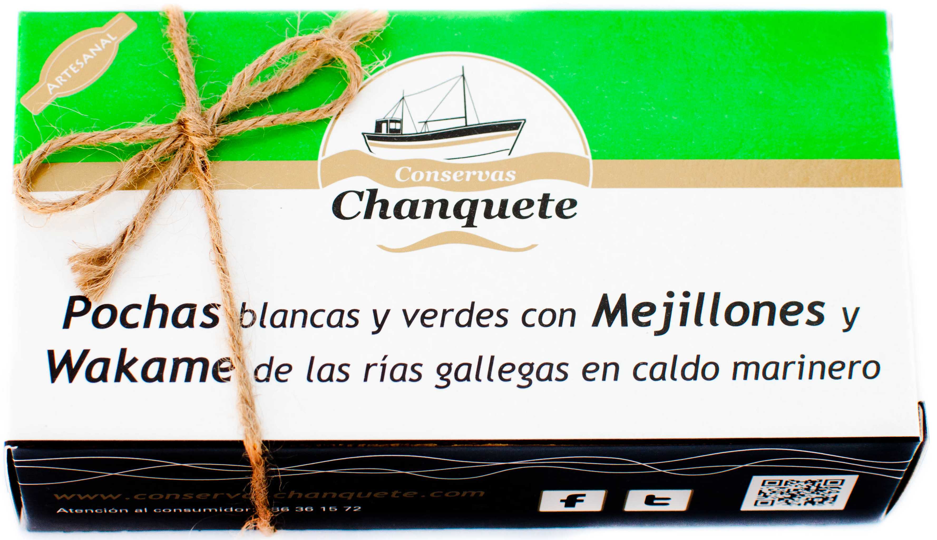 Pochas Blancas y Verdes con Mejillones y Wakame de las Rías Gallegas en Caldo Marinero