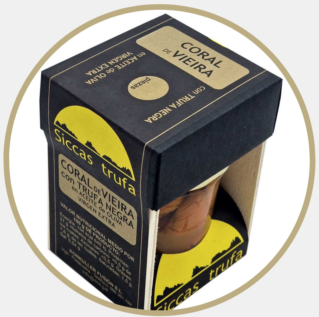 Coral de Vieira con Trufa Negra en Aceite de Oliva Virgen Extra